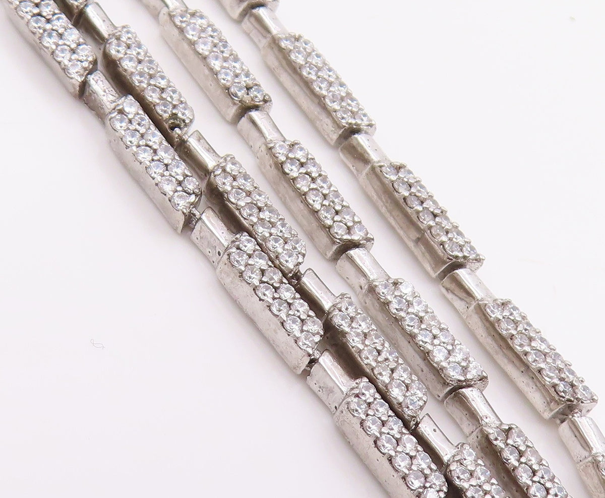 925 Sterling Silver Vintage Earrings CZ Elegant Geometric Linear Drop  EG14231