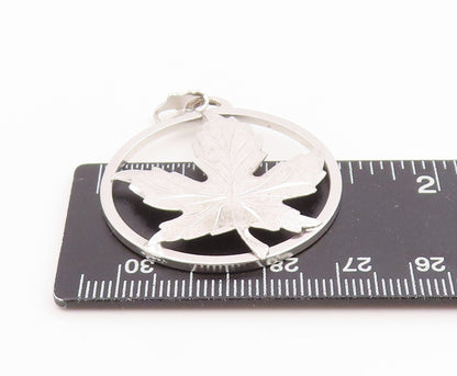 925 Sterling Silver Vintage Pendant EMC FRONT Maple Leaf Cutout Charm  PT26063