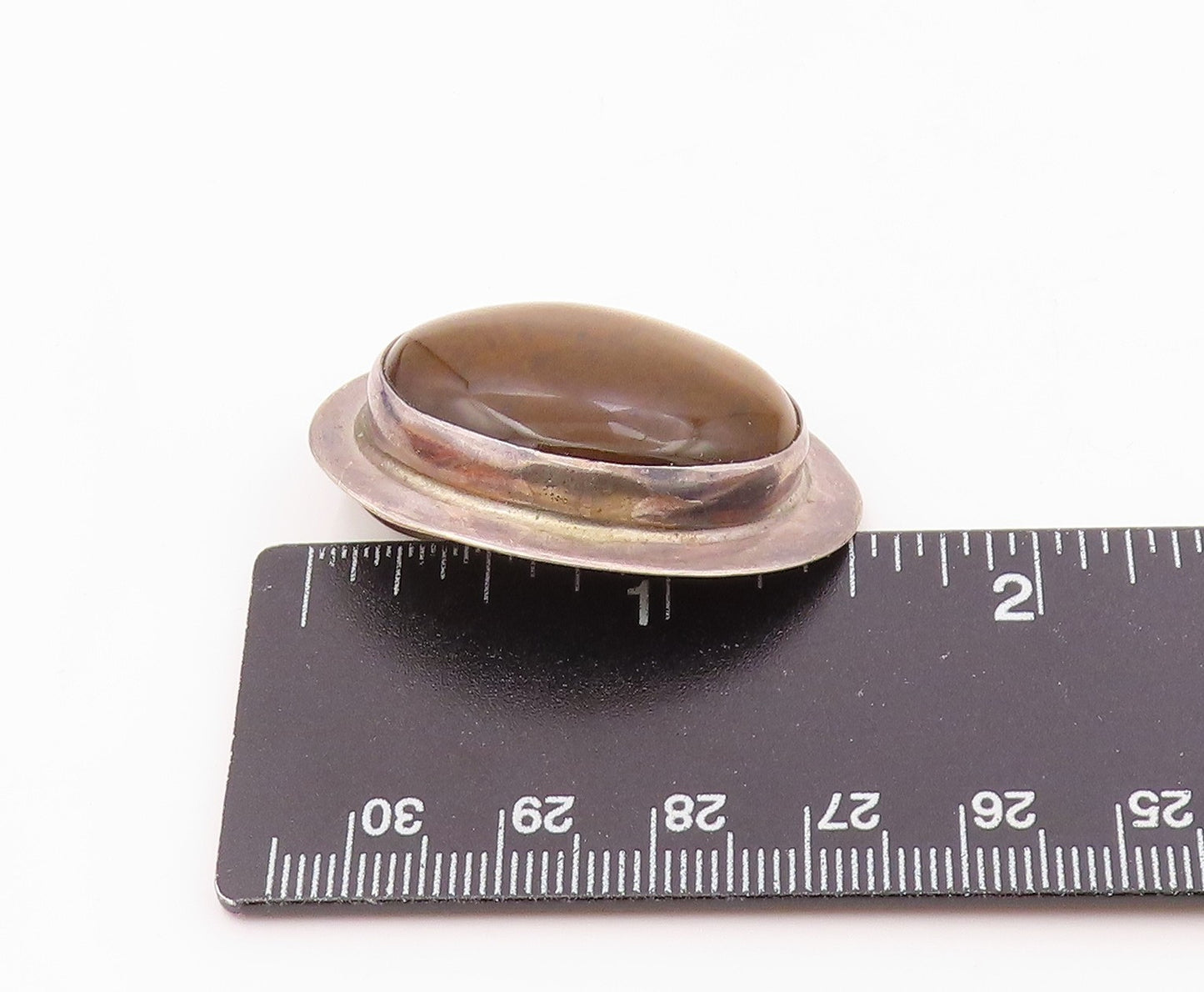 MATHEWS 925 Silver  Vintage Cabochon Cut Tiger's Eye Oval Pendant  PT16777
