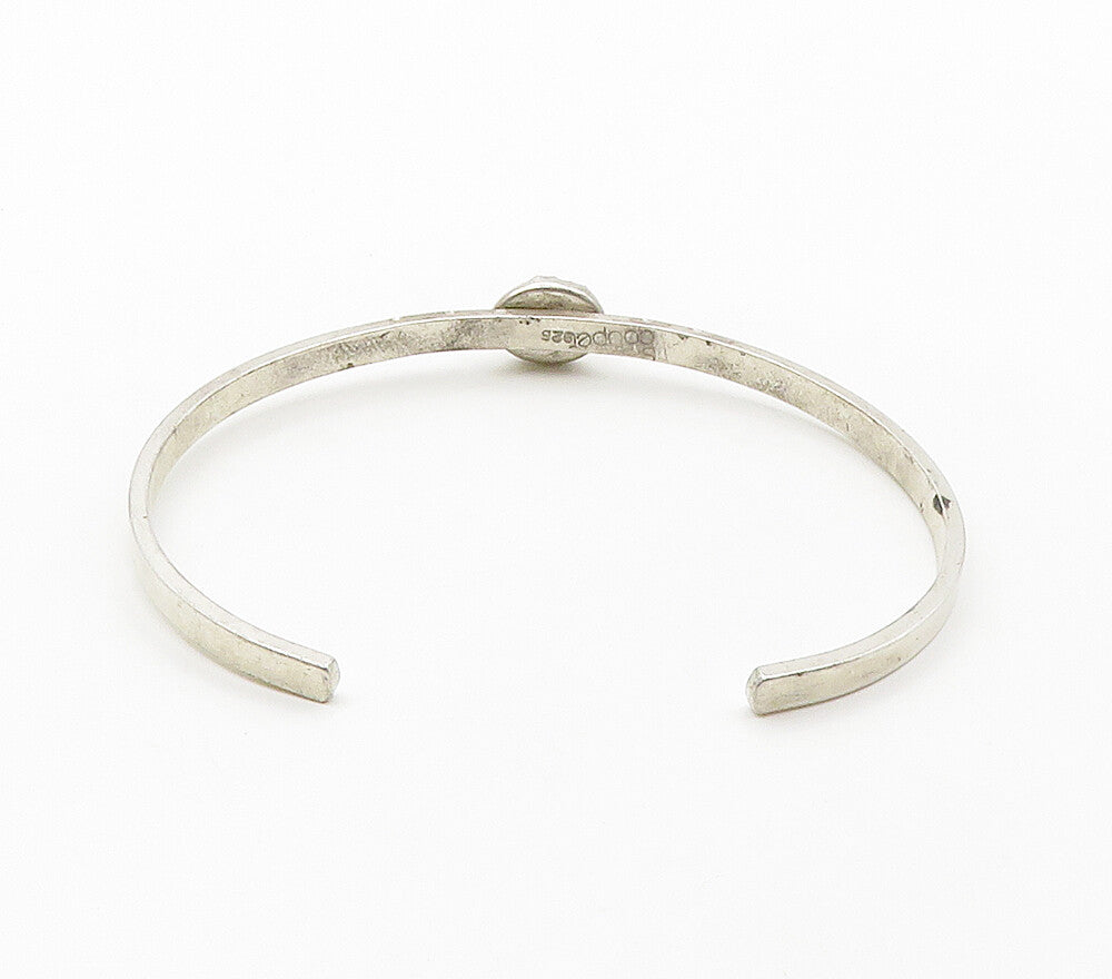 S. COOPER 925 Sterling Silver Vintage Faceted Labradorite Cuff Bracelet BT6348