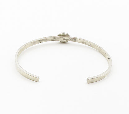 S. COOPER 925 Sterling Silver Vintage Faceted Labradorite Cuff Bracelet BT6348