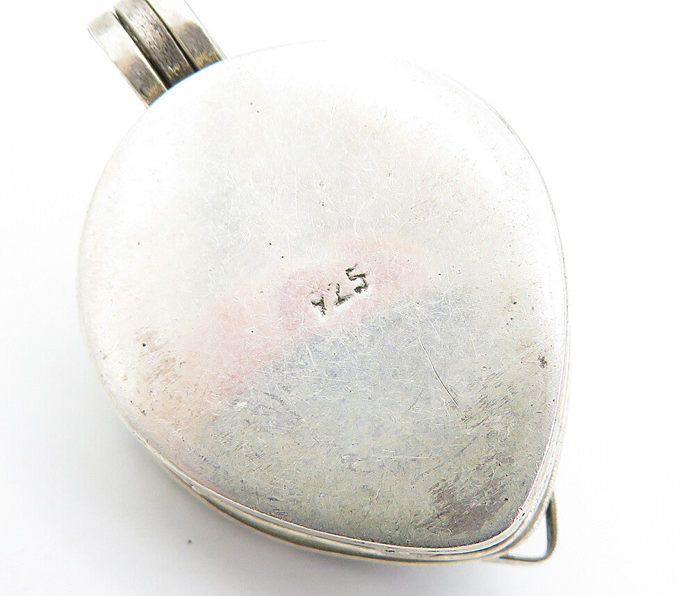 925 Sterling Silver Vintage Cabochon Tear Drop Black Onyx Pendant PT5802