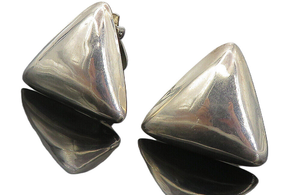 925 Sterling Silver  Vintage Minimalist Triangle Non Pierce Earrings  EG4219