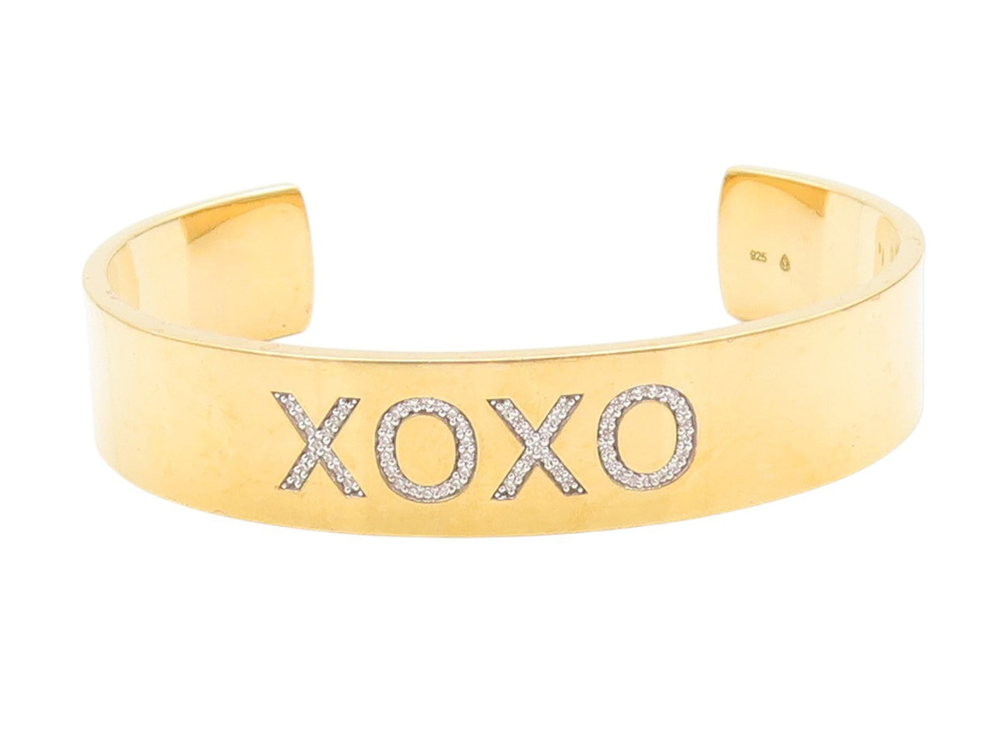 925 Sterling Silver Vintage Bracelet Gold Plated CZ XOXO Love Affection  BT11377