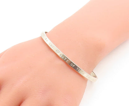 925 Sterling Silver  Believe In Your Dreams Etched Thin Cuff Bracelet  BT1485