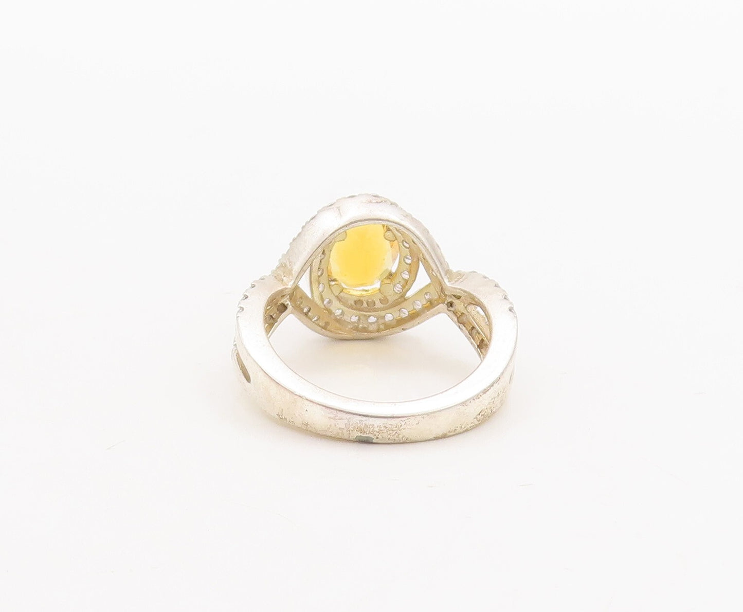 925 Sterling Silver Vintage Ring Designer Citrine & Topaz band  Sz 7.5  RG29807