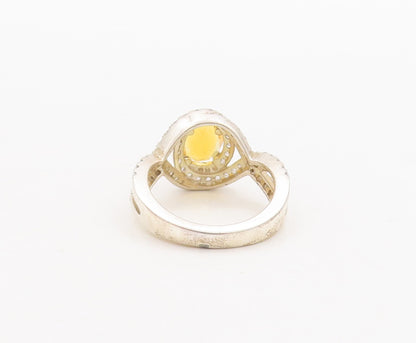 925 Sterling Silver Vintage Ring Designer Citrine & Topaz band  Sz 7.5  RG29807