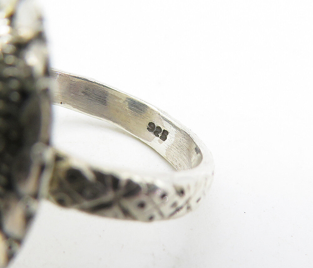 925 Sterling Silver  Vintage Cabochon Black Onyx Cocktail Ring Sz 5.5  RG4524