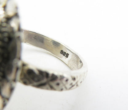 925 Sterling Silver  Vintage Cabochon Black Onyx Cocktail Ring Sz 5.5  RG4524