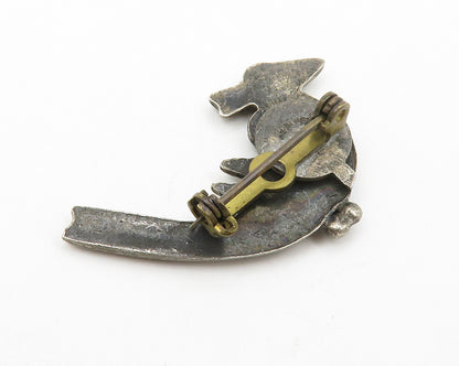 925 Sterling Silver  Vintage Antique Dark Tone Bird Motif Brooch Pin  BP5236