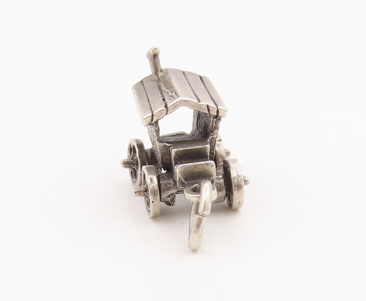 925 Sterling Silver Vintage Pendant Miniature Gypsy Caravan Charm Moves  PT26155