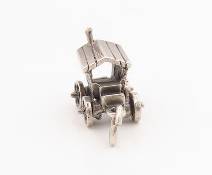 925 Sterling Silver Vintage Pendant Miniature Gypsy Caravan Charm Moves  PT26155