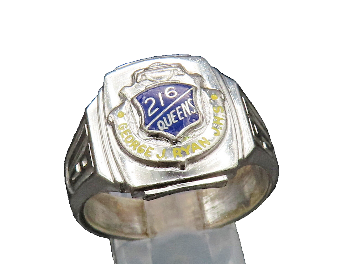 925 Silver  Vintage Antique 1957 Enamel George J Ryan JHS Ring Sz 11.5 RG24915