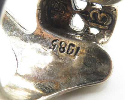 G & S 925 Sterling Silver  Vintage Skull & Wings Large Band Ring Sz 12.5 RG18067