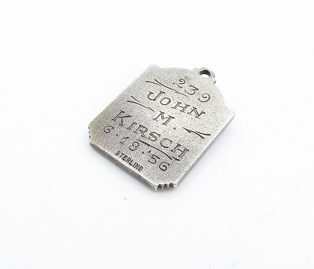 925 Sterling Silver  Vintage Antique FBIRA Guns Floral Leaf Pendant  PT4081