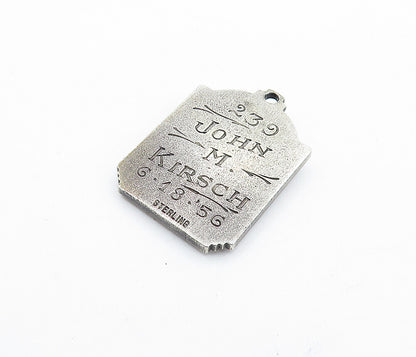 925 Sterling Silver  Vintage Antique FBIRA Guns Floral Leaf Pendant  PT4081