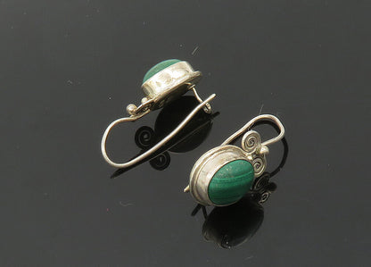 SAJEN 925 Silver  Vintage Cabochon Malachite Swirl Drop Earrings  EG10056