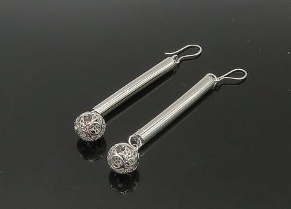 925 Sterling Silver  Vintage Shiny Star Sphere Tube Dangle Earrings  EG11038