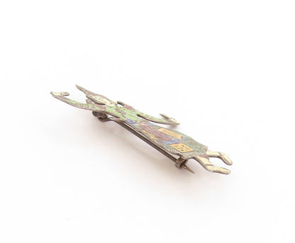 925 Sterling Silver Vintage Brooch SIAM Enameled Thai Khon Dancer Pin  BP11903
