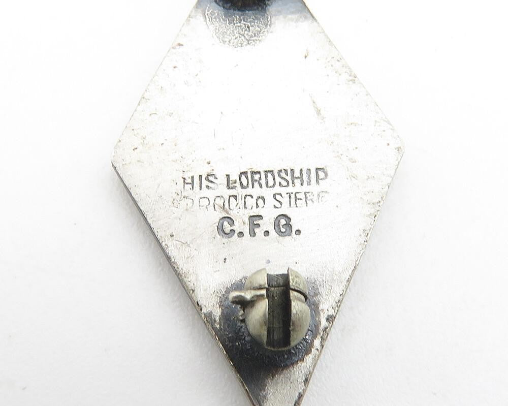 HIS LORDSHIP 925 Silver  Vintage Enamel Coated Pointed Brooch Pin  BP4294