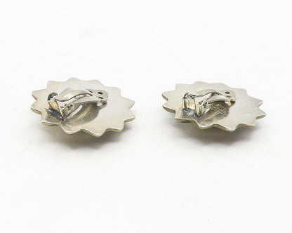 MEXICO 925 Sterling Silver  Vintage 2 Tone Sun Face Non Pierce Earrings EG6037