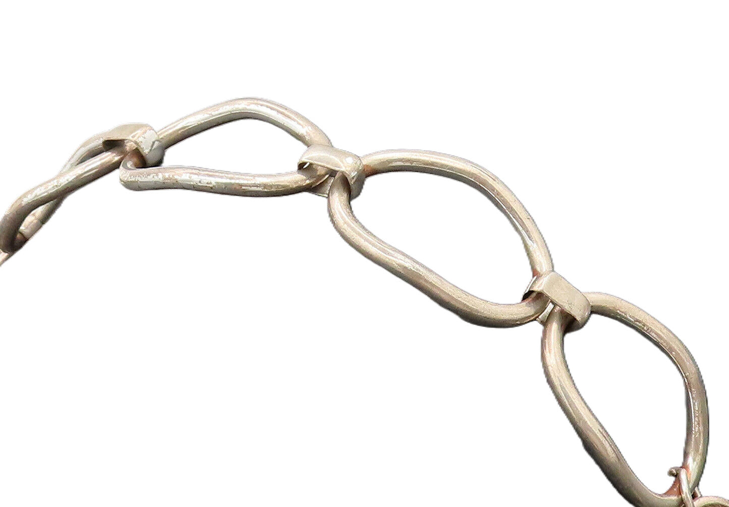 925 Sterling Silver  Vintage Minimalist Modernist Loop Link Bracelet  BT9979