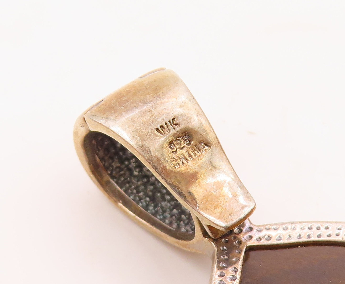 925 Sterling Silver  Vintage Tiger's Eye Shiny Smooth Drop Pendant  PT9861