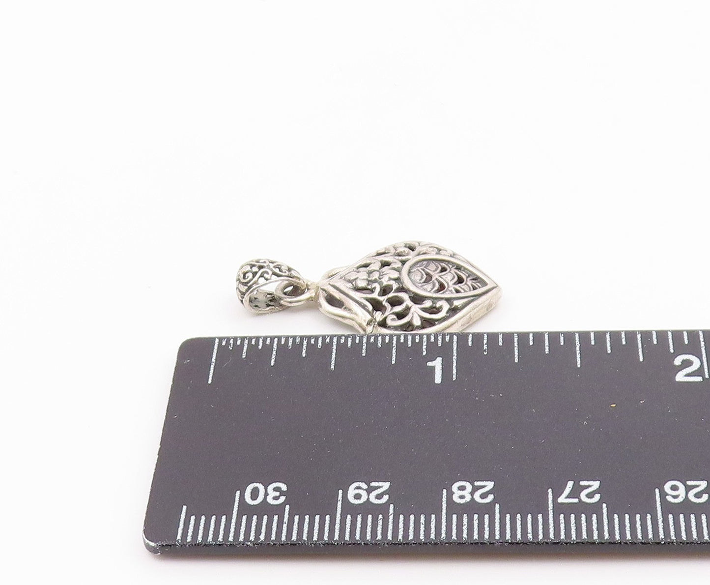 925 Sterling Silver  Vintage Shiny Floral Vine Swirl Pattern Pendant  PT15827