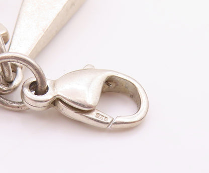 925 Sterling Silver Vintage Bracelet Modernist Heavy Dangling Diamonds  BT11314