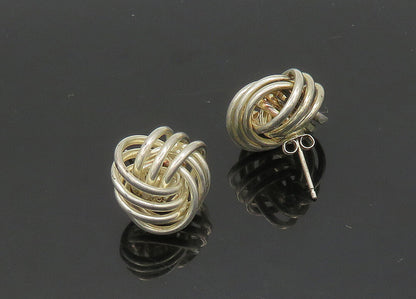 925 Sterling Silver  Vintage Shiny Round Knot Drop Earrings  EG9766