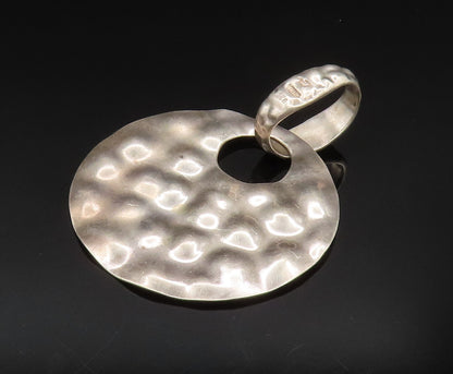 925 Sterling Silver  Vintage Minimalist Round Bubbled Pendant  PT20484