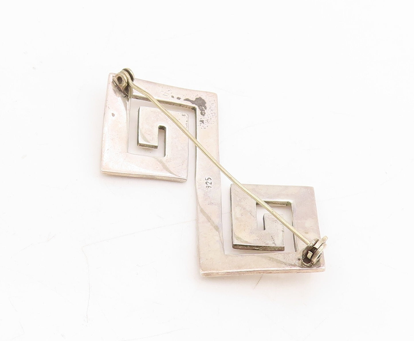 925 Sterling Silver Vintage Brooch Solid Cutout Maze key Design  BP11489