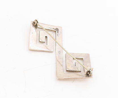 925 Sterling Silver Vintage Brooch Solid Cutout Maze key Design  BP11489