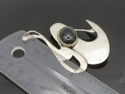 925 Sterling Silver  Vintage Black Onyx Modernist Abstract Brooch Pin  BP9500