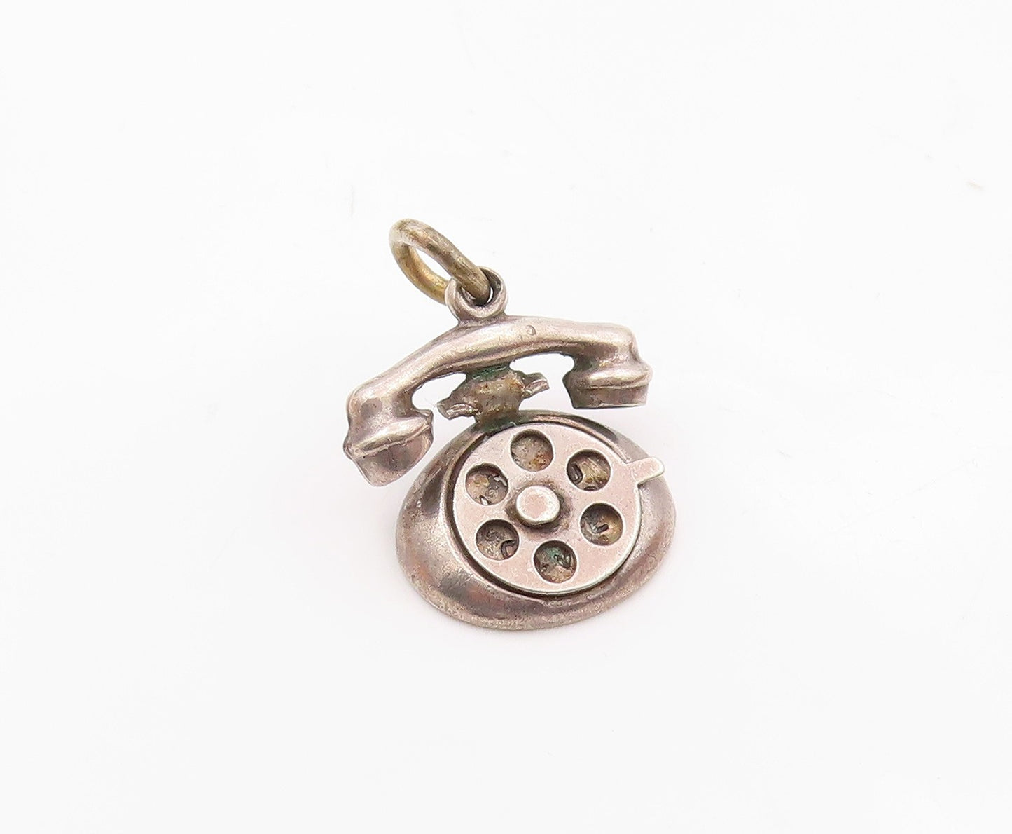 925 Sterling Silver  Vintage Old Fashioned Telephone Petite Pendant  PT18183