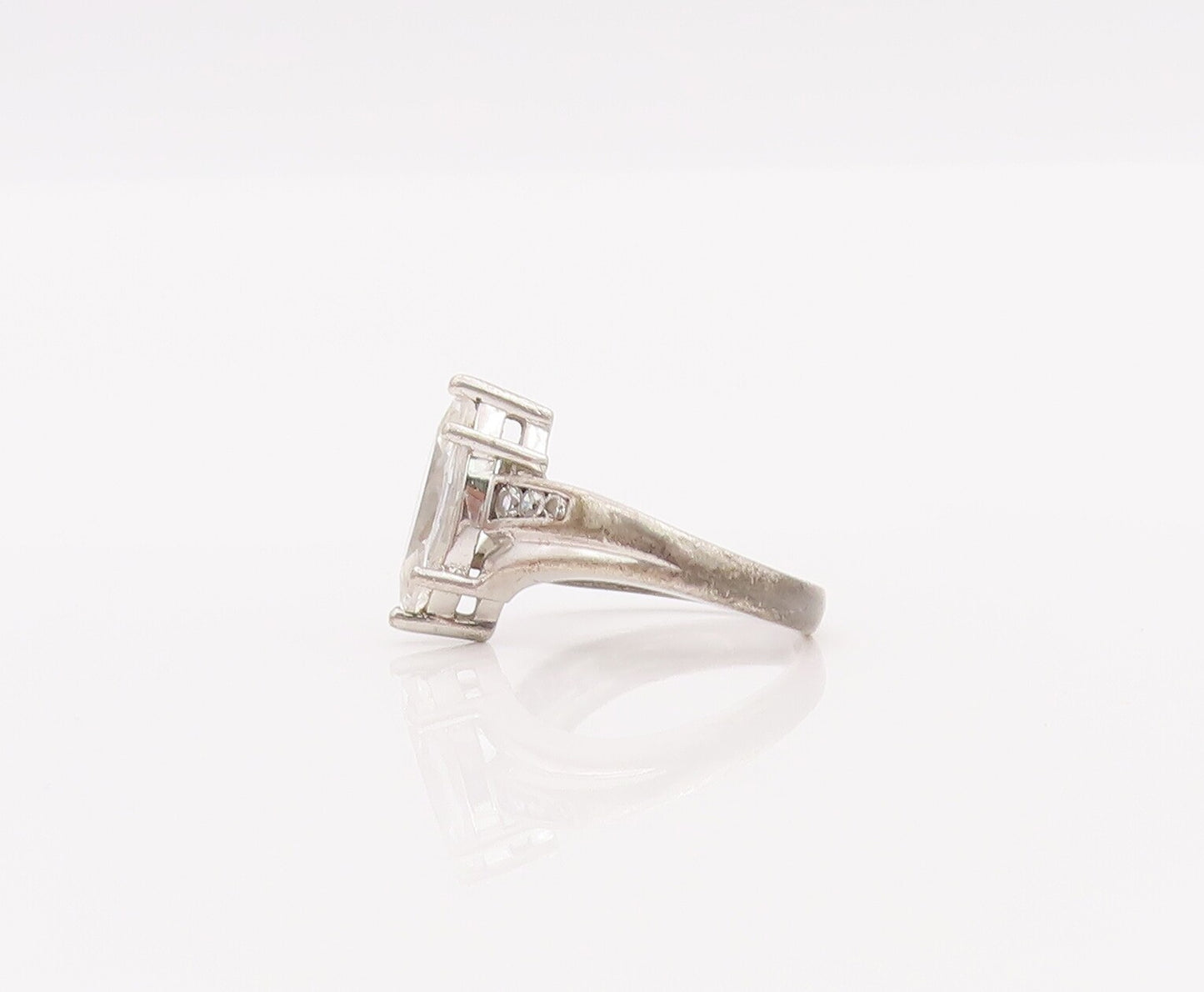 925 Sterling Silver Vintage Ring Marquise Cut CZ Wedding Ring  Sz 5 RG28104