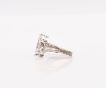 925 Sterling Silver Vintage Ring Marquise Cut CZ Wedding Ring  Sz 5 RG28104