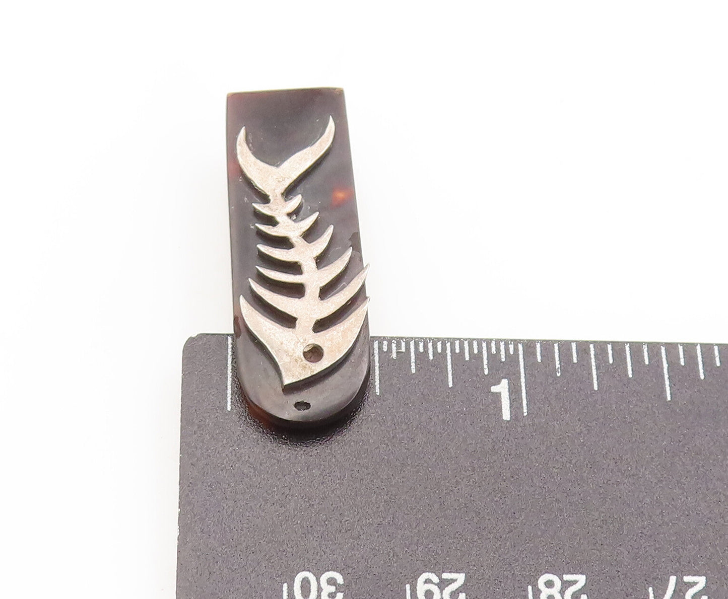MEXICO 925 Sterling Silver  Vintage Carved Fish Scalation Tie Clip   TR3662