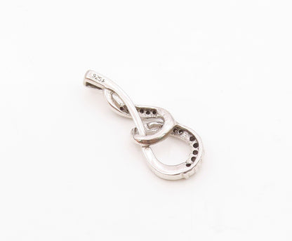 925 Sterling Silver  Genuine Black & White Diamonds Shiny Pendant  PT14560