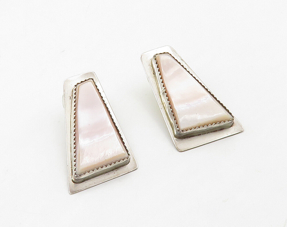 P. LEE NAVAJO 925 Silver  Vintage Pink Mother Of Pearl Drop Earrings  EG8310