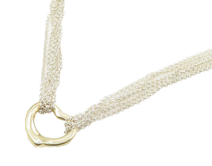 925 Silver & 14K GOLD Vintage Love Heart Multi Strand Chain Necklace NE3051