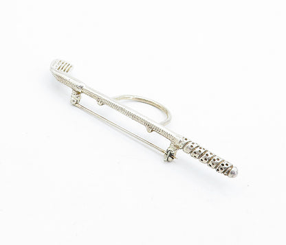 MEXICO 925 Sterling Silver  Vintage Etched Detail Golf Club Brooch Pin  BP1826