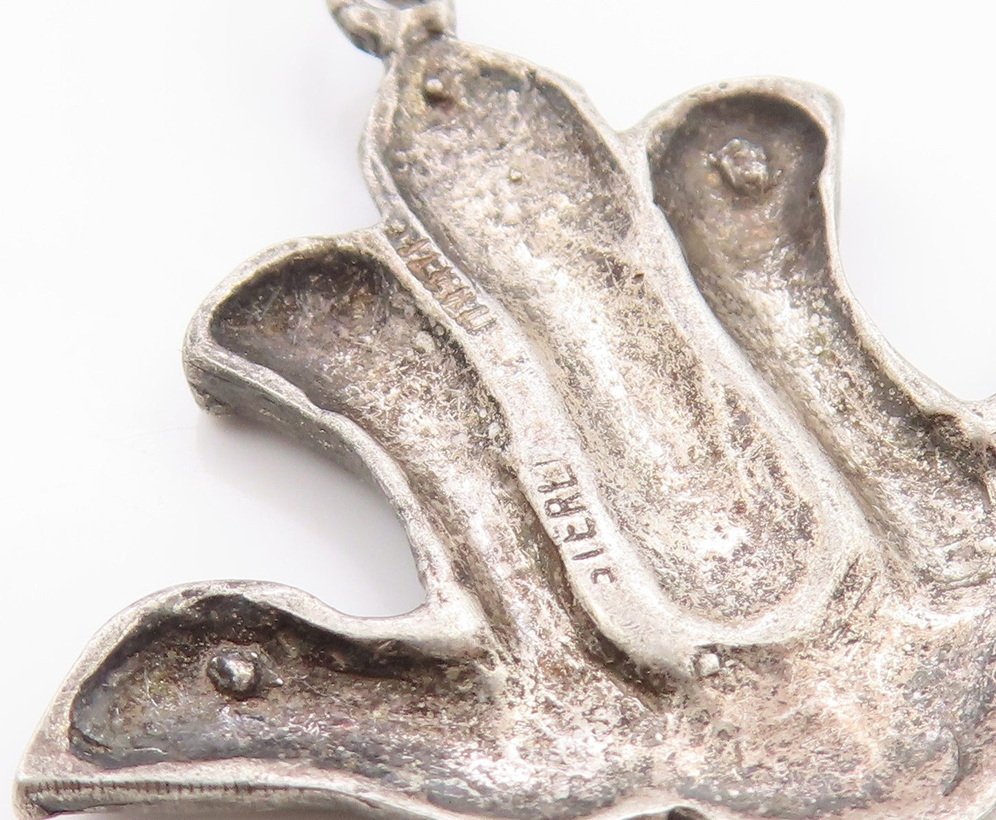 925 Sterling Silver Vintage Pendant Etched Blooming Lotus Floral Charm  PT25030