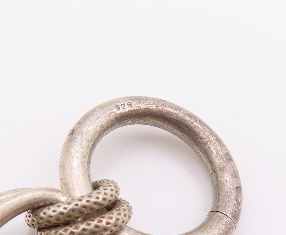 925 Sterling Silver Vintage Necklace Double Circle Toggle Clasp Chain  NE4736
