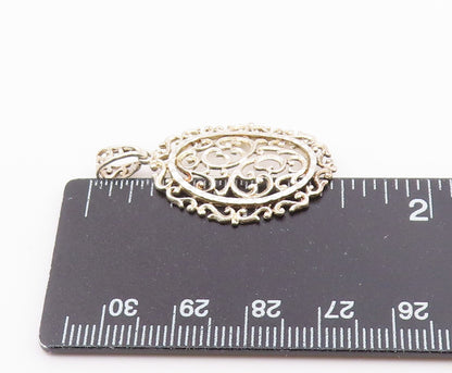 925 Sterling Silver   Vintage Dainty Scroll Swirl Drop Pendant  PT20605