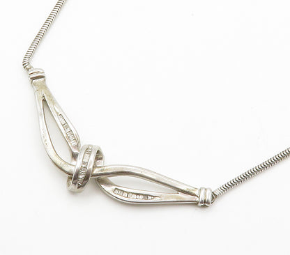 925 Sterling Silver  Genuine Diamonds Shiny Snake Chain Necklace  NE2525