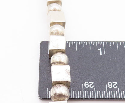 925 Sterling Silver Vintage Necklace Solid Geometric Sphere & Cube Chain  NE4614