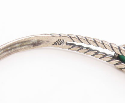 925 Sterling Silver Vintage Bracelet CAROLYN POLLACK Malachite Cuff  BT11766
