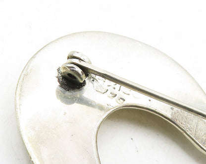 MEXICO 925 Sterling Silver  Vintage Shiny Open Love Heart Brooch Pin  BP3743