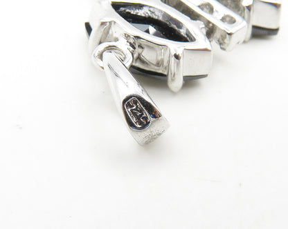 925 Sterling Silver  Marquise Cut Cubic Zirconia & Hematite Pendant  PT14607